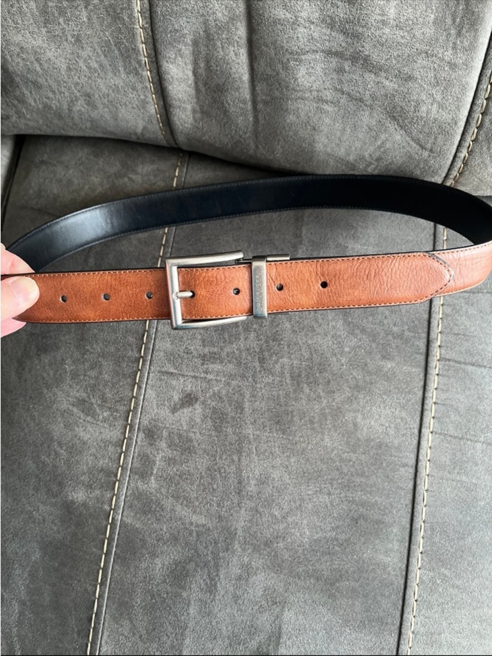 Tommy Hilfiger Reversible Brown and Black Synthetic Leather Men's Belt